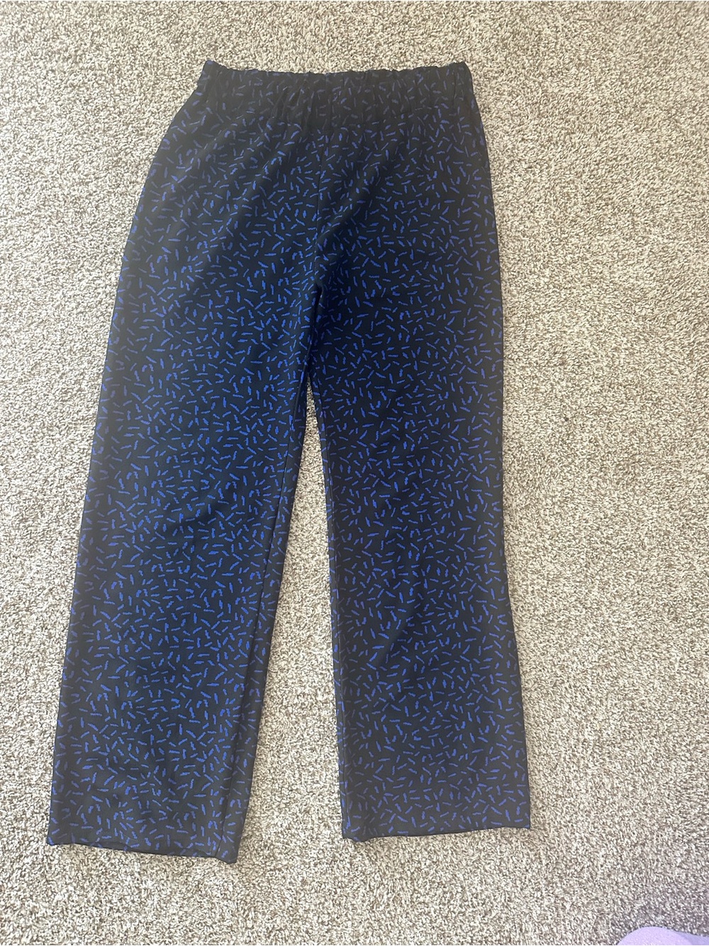 Black Pants with Blue Confetti Print